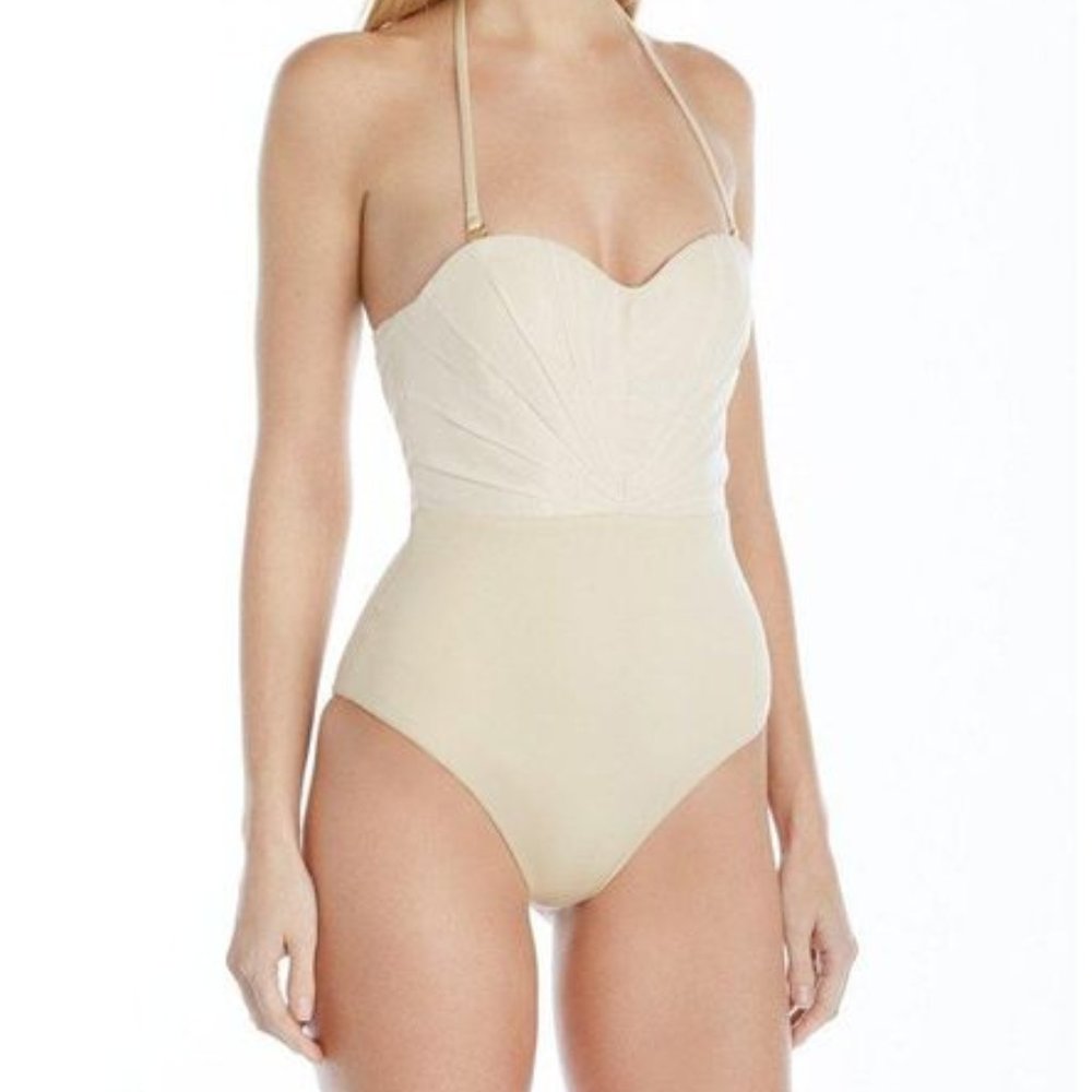 NWT Amaiò "Bardot" Nude Bustier One-Piece Swimsuit